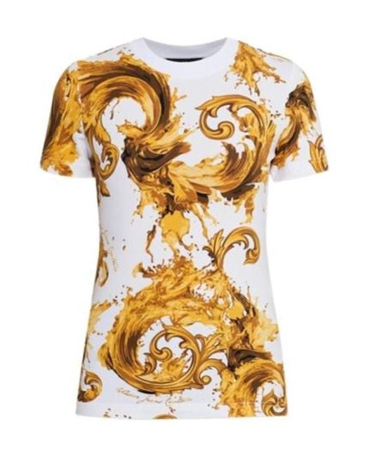 Versace Metallic Jeans Couture Baroque Printed Crewneck T-Shirt
