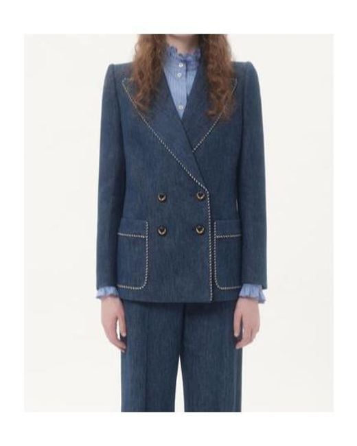 Valentino Blue Double-Breasted Denim Jacket