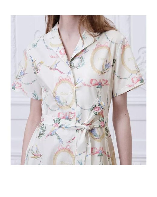 Dior White Qixi Belted Shirtdress