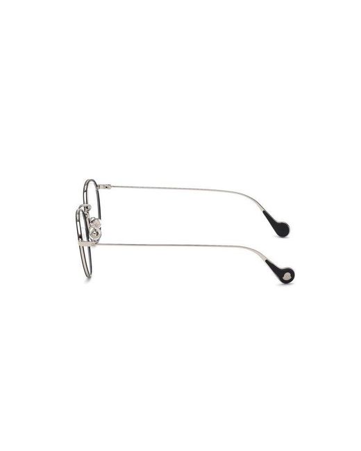 Moncler Metallic Eyewear Oval Frame Glasses for men