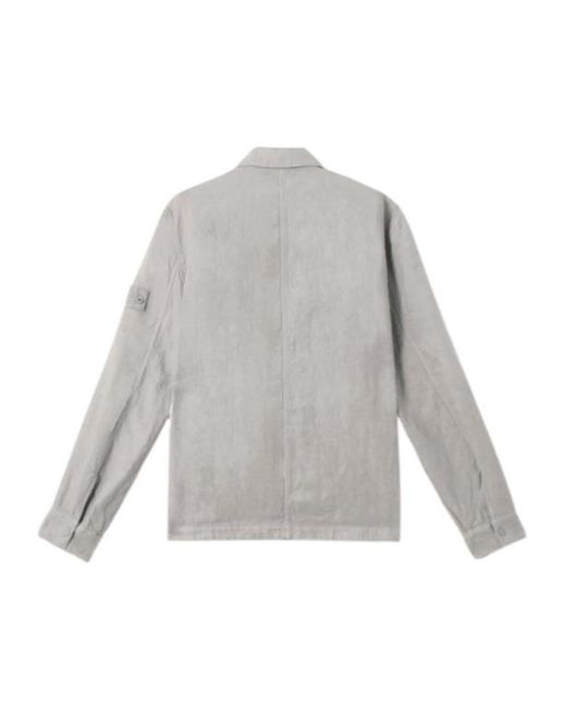 Stone Island Gray Overshirt With Pockets And Button Fastening for men