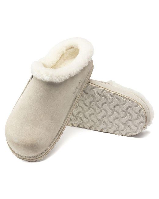 Birkenstock White Zermatt Premium Slippers