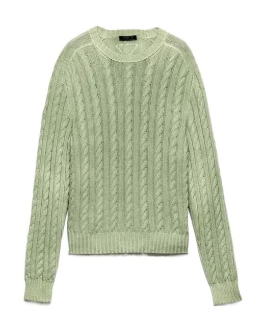Prada Green Wool And Cashmere Crew-Neck Sweater for men