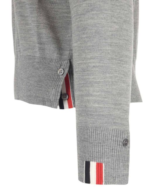 Thom Browne Gray Rwb Stripe Detailed Crewneck Jumper for men