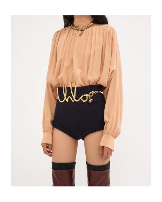 Chloé Natural Chloé High-Neck Blouse