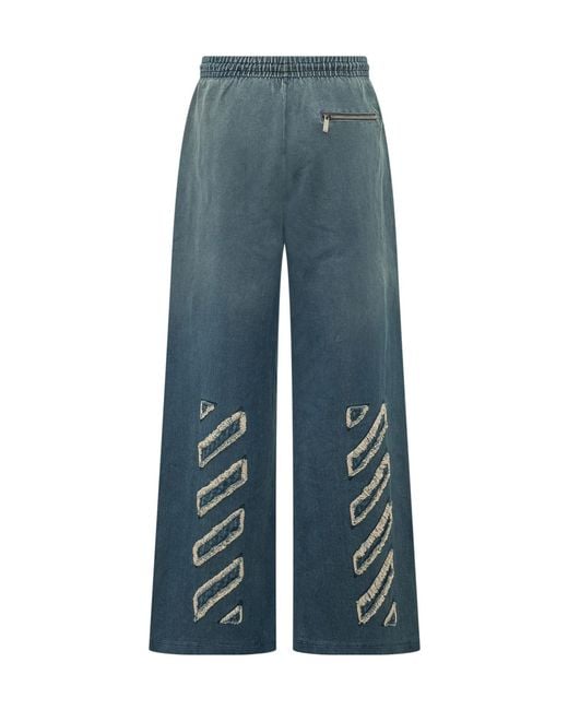 Off-White c/o Virgil Abloh Blue Drawstring Wide Leg Pants for men