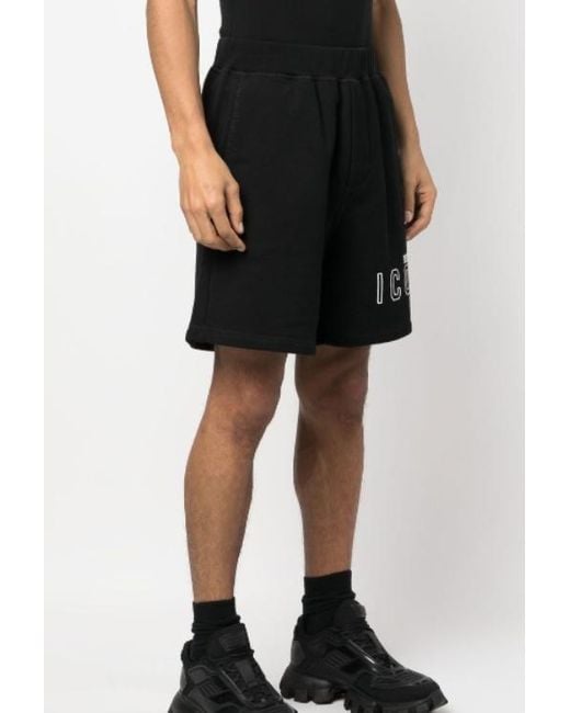 DSquared² Black Logo Printed Knee-Length Shorts for men