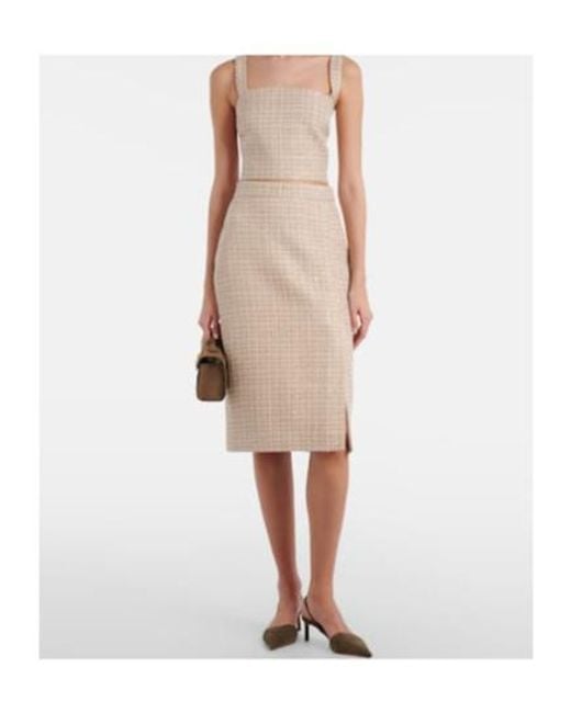 Elie Saab Natural Checked Sequined Tweed Crop Top