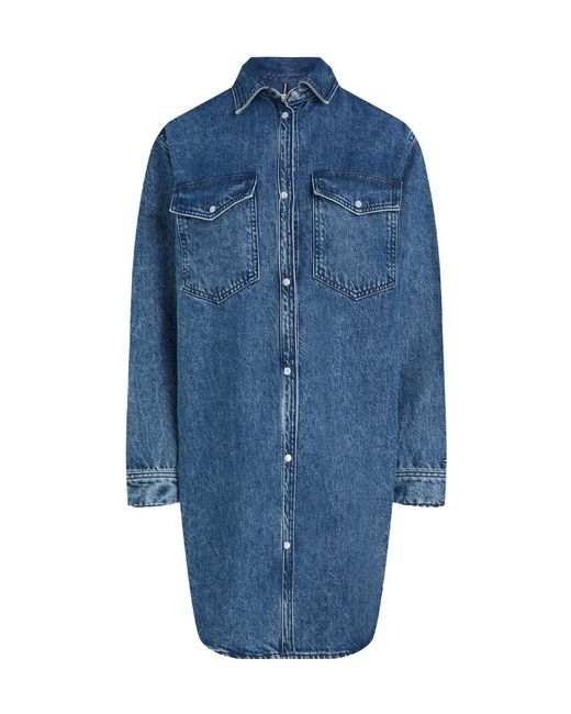 Tommy Hilfiger Blue Long-Sleeved Denim Dress