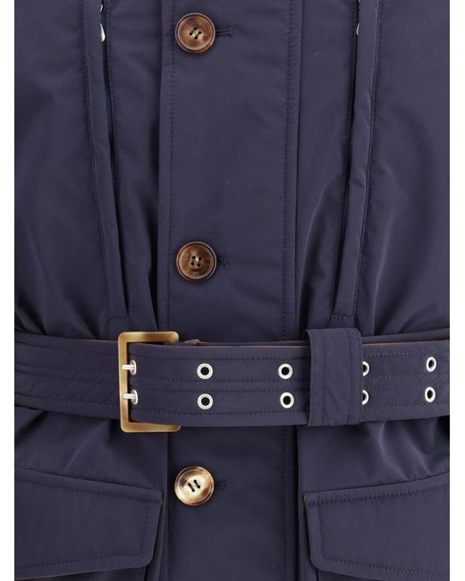 Brunello Cucinelli Blue Belt-Waist Shirt Jacket for men