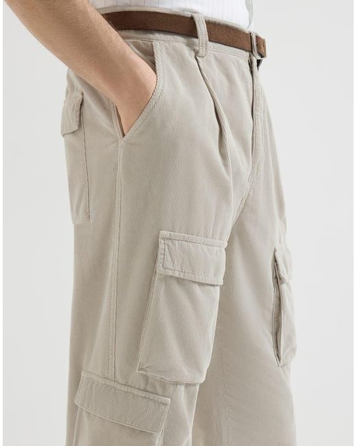 Brunello Cucinelli Gray Corduroy Cargo Pants for men