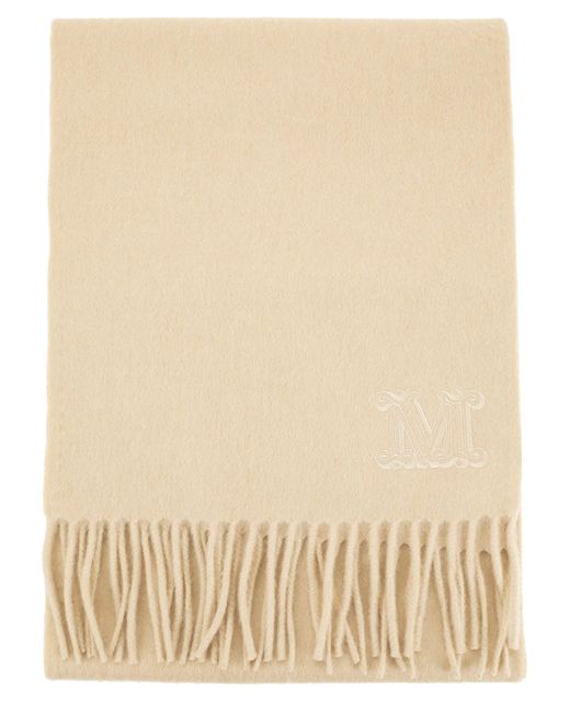 Max Mara Metallic Monogram-Embroidered Camel Stole