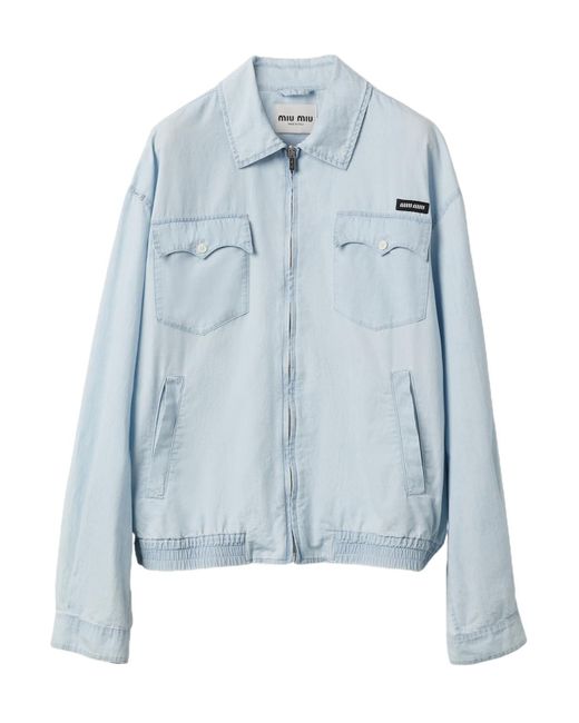 Miu Miu Blue Logo Patch Denim Jacket