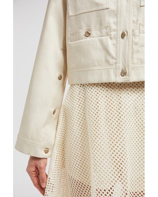 Moncler Natural Crewneck Cropped Blend Jacket