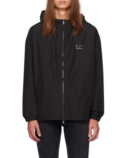 Dolce & Gabbana Black Zippered Hooded Casual Jacket for men