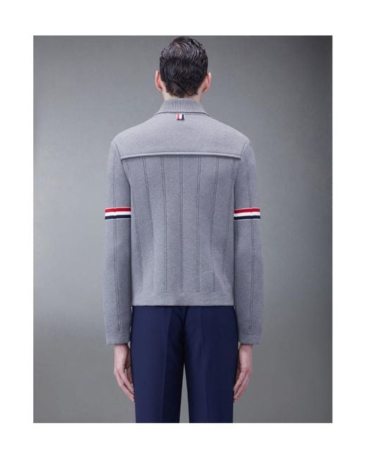 Thom Browne Blue Fine-Ribbed Shirt Jacket for men