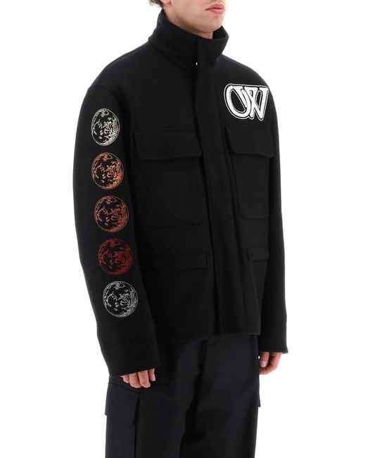 Off-White c/o Virgil Abloh Black Graphic Printed High Neck Jacket for men
