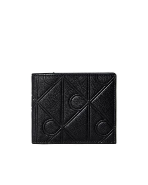 Calvin Klein Black Embossed Emblem Leather Billfold Wallet for men