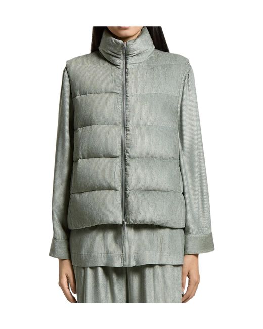 Peserico Gray Quilted Corduroy Gilet