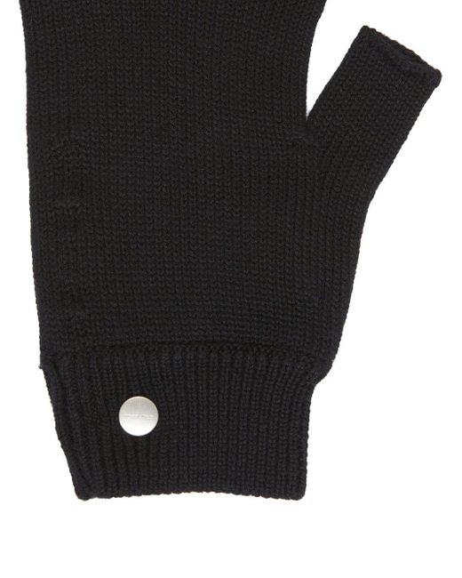 Rick Owens Black Fingerless Wool Gloves