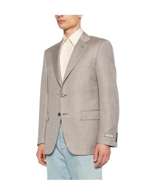 Canali Brown Textured Blazer for men