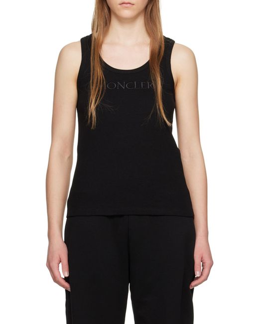 Moncler Black Logo Embroidered Ribbed Tank Top