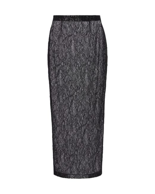 Wardrobe NYC Gray Floral Lace Midi Skirt