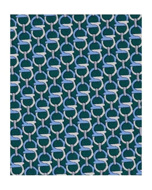 Ferragamo Blue Gancini Links Print Silk Tie for men