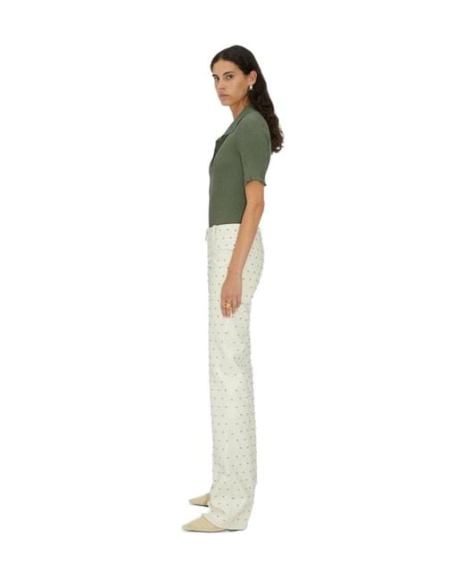 Bottega Veneta Green Ribbed-Knit Polo Top