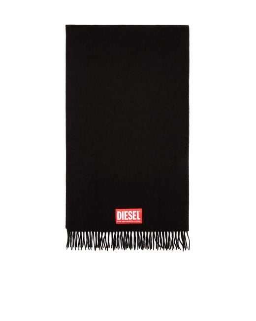 DIESEL Black Logo Patch Scarf for men
