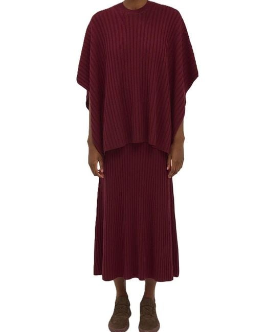 Gabriela Hearst Red Baron Ribbed-Knit Poncho