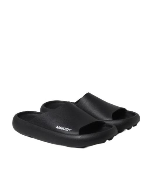 Ambush Black Logo-Print Open-Toe Slides