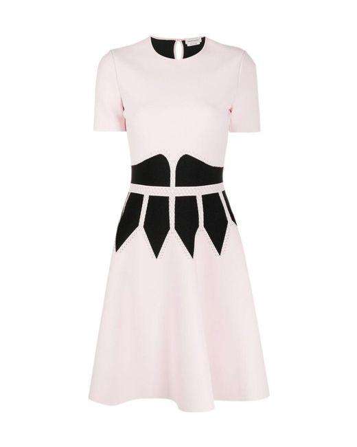 McQueen Pink Round-Collar Short-Sleeve Dress
