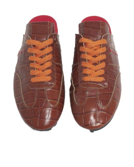 Marni Red Croc-Effect Leather Softy Soccer Slip-On Sneakers for men