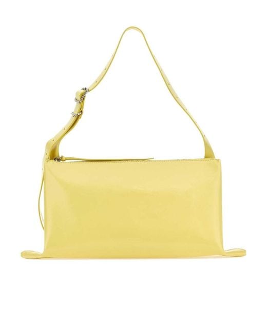 Jil Sander Yellow Folded Edge Zipped Medium Shoulder Bag
