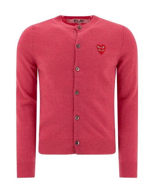 COMME DES GARÇONS PLAY Pink Comme Des Garçons Play Heart-Patch Knitted Cardigan for men