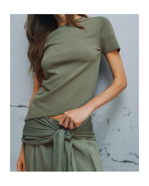 Marella Green Asymmetrical Drawstring Sweater