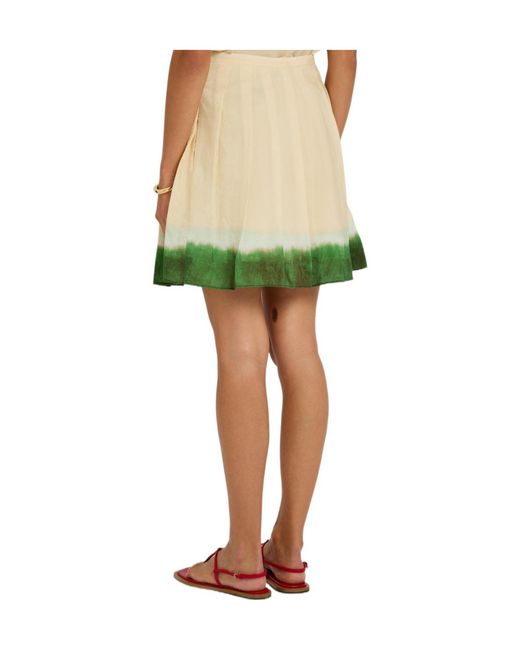 Vince Green Dip-Dye Pleated Woven Mini Skirt