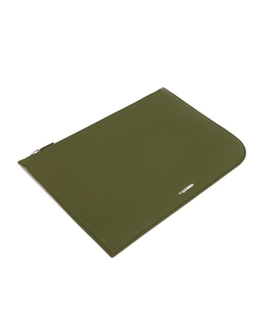 McQueen Green Large Sling Zipped Pouch for men