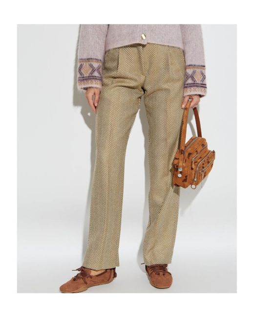 Forte_forte Natural Herringbone Pattern Trousers