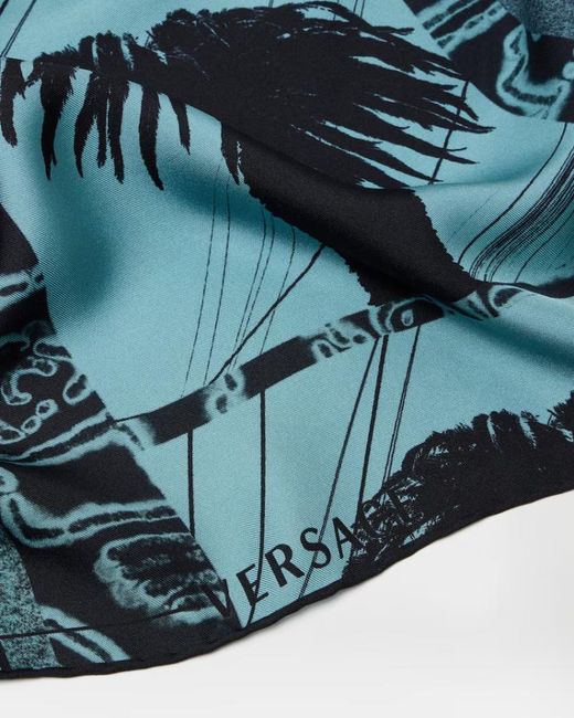 Versace Blue Sunset Palms Printed Scarf for men