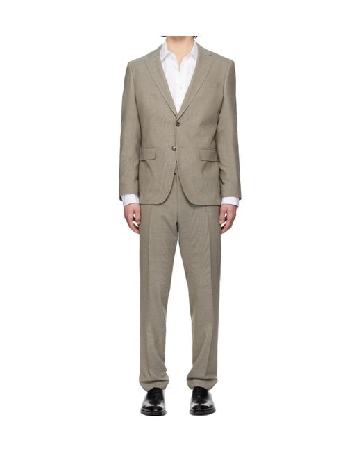 Boss Gray Long-Sleeved Wool Blend Suit for men