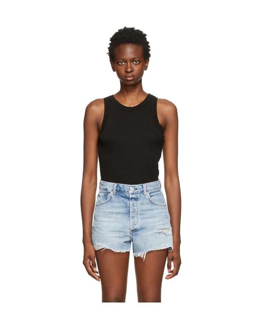 Citizens of Humanity Blue Sleeveless Ribbed Top