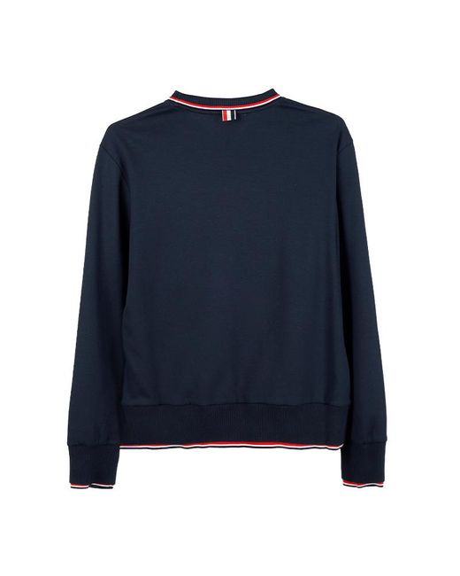 Thom Browne Blue Long-Sleeved Crewneck Sweater for men
