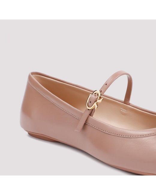 Gianvito Rossi Pink Carla Buckle-Strap Ballerina Shoes