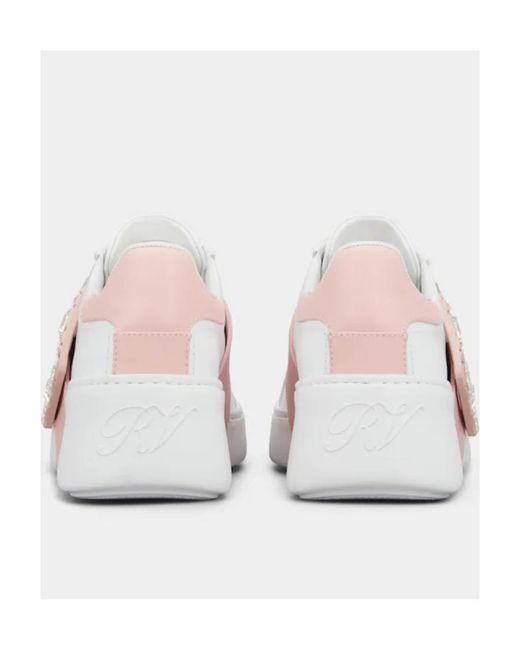 Roger Vivier White Viv' Skate Strass Buckle Sneakers