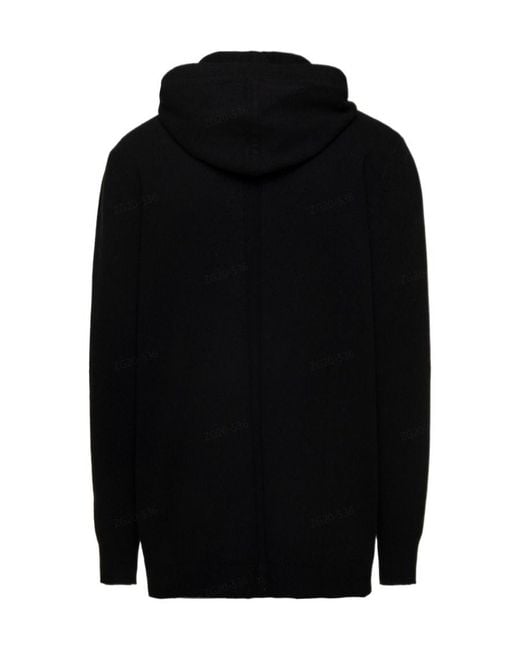 Rick Owens Black Zip-Up Drawstring Hoodie for men