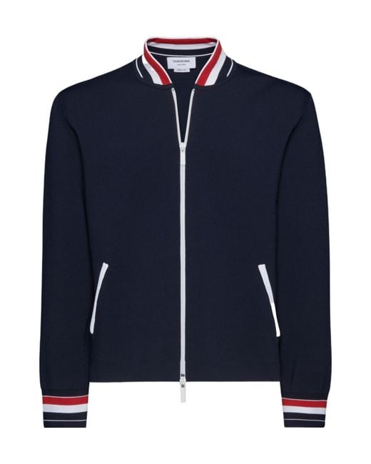 Thom Browne Blue Rwb-Stripe Bomber Jacket for men
