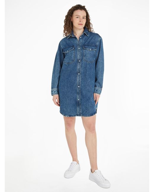 Tommy Hilfiger Blue Long-Sleeved Denim Dress