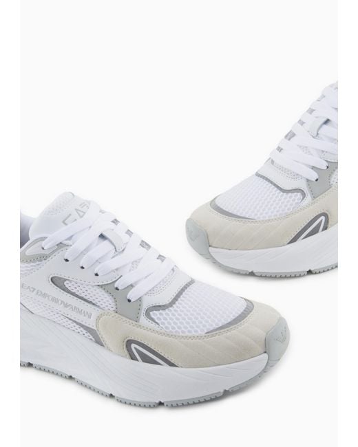 EA7 White Lace Up Sneakers for men